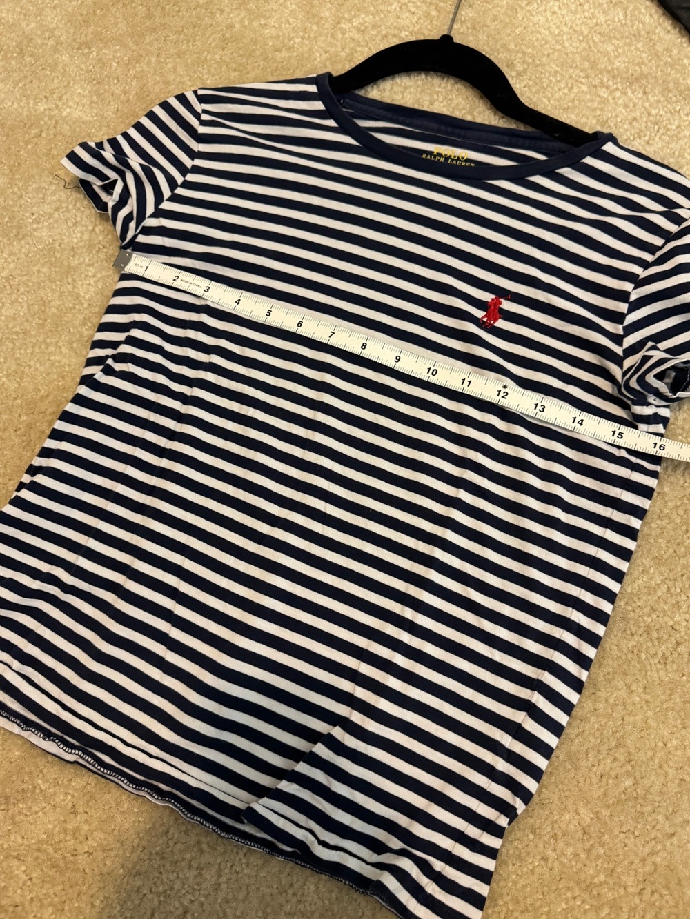 Polo Ralph Lauren Striped Short Sleeve T-Shirt Navy White Size S - Picture 5 of 6